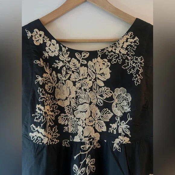 J. Crew Mirabel Embroidered Sleeveless Shift Dress Tan Cream Gray Cotton Size 12 - Picture 3 of 11